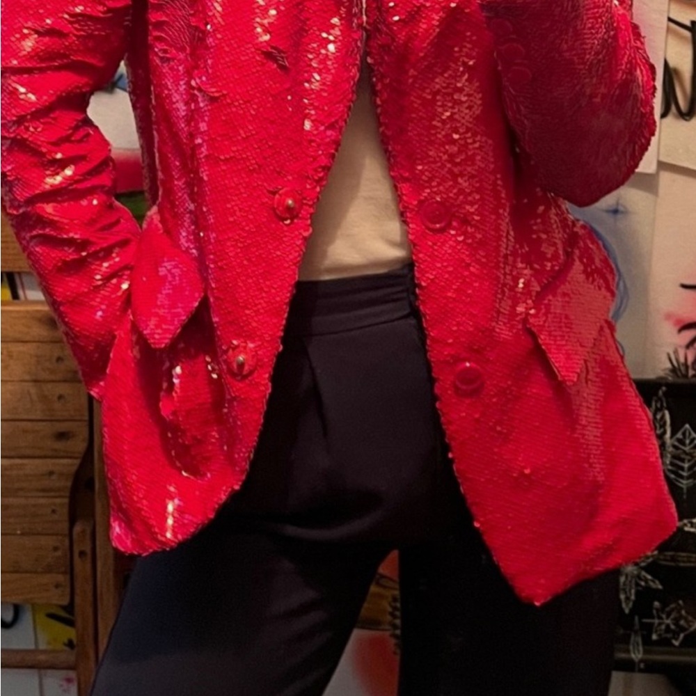 Red Sequin Blazer - Picture 5 of 10